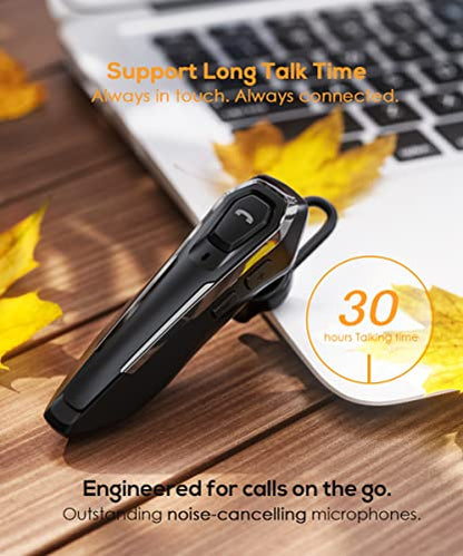 Micool Trucker Bluetooth Headset, Noise Cancelling, 30H Talking Time,12g Ultra Light, Hands Free Bluetooth Earpiece for Cell Phones/PC, Wireless Single Ear Bluetooth Headset Earpiece