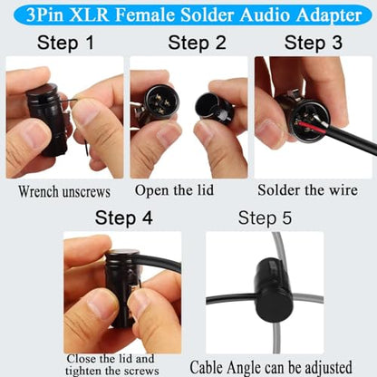 1.3FT XLR Male to XLR Female Mic Cable - Adjustable Angle, Low Profile, 3 Pin Balanced Shielded Mic Cord
