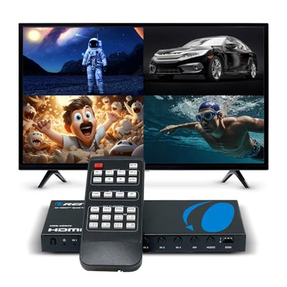 OREI 4x1 Multiviewer Switch - 4K@30hz, Audio Extract, RS-232, IR, PIP, EDID | HDMI Multiviewer, HDMI Switcher 4 in 1 Out – 10.2Gbps, 7 Display Modes, Auto Switching, Seamless Switching, HDCP 1.4 - style: 4x1 Multiviewer - 4K@30Hz with VGA