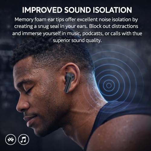 Memory Foam Ear Tips with Dust Mesh for Anker Liberty 5 Pro & Samsung Galaxy Buds 3 FE Earbuds, Anti-Slip Replacement Ear Tip, No Silicone Pain, Fit in Charging Case, 3 Pairs (SML)