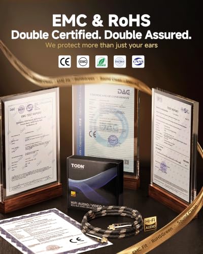 TODN 3ft HiFi Optical Audio Cable Digital Fiber Optic Toslink S/PDIF Cable | POF Conductor, 24K Gold-Plated Plugs, Pure Copper Shell, Audiophile HiFi Surround Sound System for TV, PS4, Xbox, CD - size: 3.3ft/1m