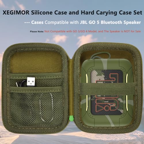 Silicone Cover and Hard Carrying Case for JBL Go 5 Bluetooth Speaker | Protective Cases for Go 5 Speaker Accessories, Scratch-Resistant and Drop-Proof Cover (Squad) - color: Squad