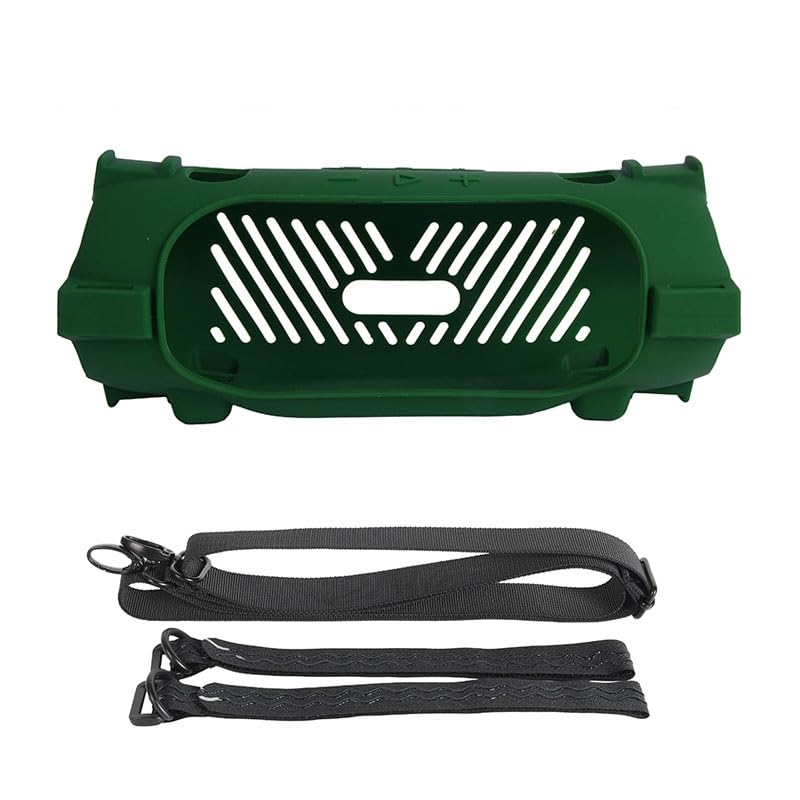 Silicone Case Cover for JBL Charge 6 Portable Bluetooth Speaker, Soft Protective Sleeve Travel Carrying Protective Cover Speaker Silicone Case with Shoulder Strap and Bike Strap (Green) - color: Green