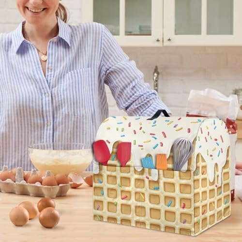 Stand Mixer Dust Cover with Top Handle, Stand Mixer Organizer Bags with Front Pockets Dust-Proof Stand Blender Cover Kitchen Attachments Ice Cream - color: Ice Cream, size: S