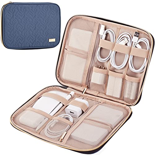 NISHEL Travel Cord Organizer, Electronic Cable Accessories Storage Bag | Bag for chargers, cables, phones, hard drives, USB devices and SD cards, ideal for travel and daily use, Aegean-Blue - color: Aegean-Blue