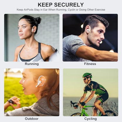 2 Pairs AirPods Ear Hooks for AirPods Pro 2 Pro, 4 3 2 1, White | Upgraded Anti Slip Sports Clip Hooks - color: White