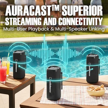 Audiosource Portable Bluetooth Speaker, 30W Loud Sound, Dual Passive Radiators for Deep Bass, Bluetooth 5.4, Auracast Multi-Speaker Pairing, IP67 Waterproof, 200ft Range, 12H Battery (Black) - color: Black