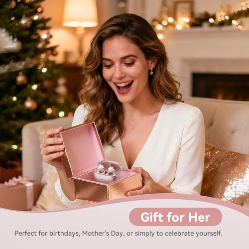 Kinglucky Clip-On Open Ear Earbuds with Detachable Diamond Earrings, Bluetooth 5.4 Open Ear Wireless Headphones for Women, 40H Playtime, Comfortable Small-Ear Fit, Rose Gold - color: Pink