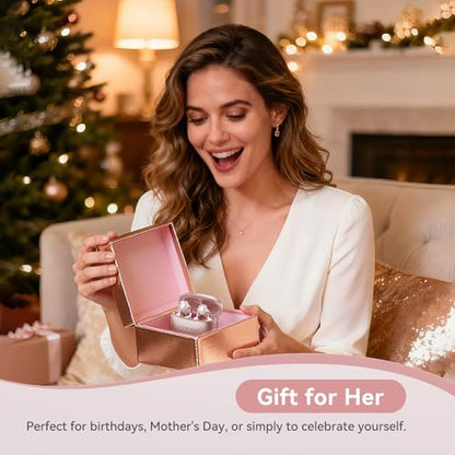 Kinglucky Clip-On Open Ear Earbuds with Detachable Diamond Earrings, Bluetooth 5.4 Open Ear Wireless Headphones for Women, 40H Playtime, Comfortable Small-Ear Fit, Rose Gold - color: Pink