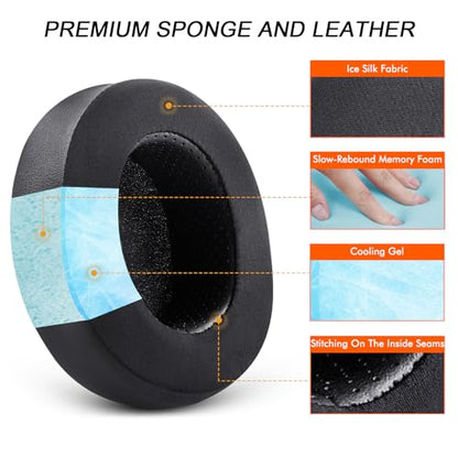 GVOEARS Cooling Gel Replacement Ear Pads Cushions for Steelseries Arctis 1/3/5/7/7X/9/9X/Pro/Prime/Xbox (Do Not Fit Any Arctis Nova) Wireless Headset, Earpads with High-Density Foam Ice Silk Fabric