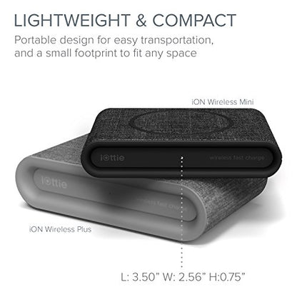 iOttie iON Wireless Mini Fast Charging Pad || Qi-Certified Charger 7.5W for iPhone XS Max R 8 Plus 10W for Samsung Galaxy S10 E S9 S8 Plus Edge, Note 9 | AC Adapter NOT Included | Charcoal - style: iON Mini