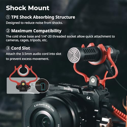 SMALLRIG Shotgun Mic for Camera and HawkLock H18 Quick Release Support with Cold Shoe