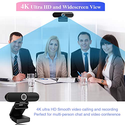 Webcam 4K HD 8MP USB-A/C with Microphone&Privacy Cover&Tripod for PC - color: Dark Grey