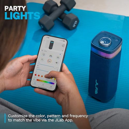 JLab, JBuds Party, Portable Bluetooth Speaker, Waterproof, RGB Lighting, Multi-Speaker Connect, Navy - color: Navy