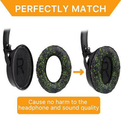Replacement Ear Pads for Bose QC35 and QC35 II | EarPads Cushions with Noise Isolation Memory Foam, Softer Protein Leather, Added Thickness - color: Black-G-2