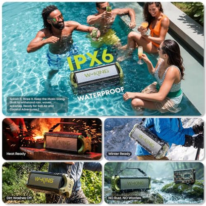 Portable Speakers Bluetooth Wireless, 90W Max Loud Outdoor Speaker with Deep Bass, IPX6 Waterproof, Floatable, Custom EQ, 40H, Dual Pairing, Subwoofer *2, TF, Large Speaker for Beach/Garage/Jobsite