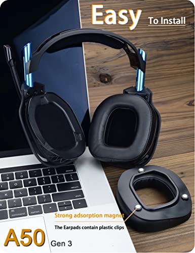 A50 Gen 3 Mod Kit - defean Replacement Earpads and Headband Compatible with Astro A50 Gen 3 Headset,Ear Cushions, Upgrade High-Density Noise Cancelling Foam, Added Thickness (Black Protein) | Replacement Earpads and Headband for Astro A50 Gen3,Upgrade Hig