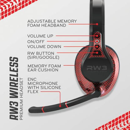 RoadWarrior RW3 Bluetooth Trucker Headset - 105dB 40mm Speaker AI ENC Mic | Noise Cancelling, 50+ Hour Battery Life, 180ft Wireless Range, ANC Audio, IP54 Rugged with Voice Control, Over-Ear Fit