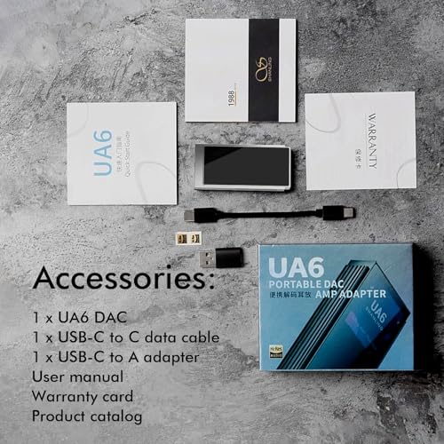 SHANLING USB DAC UA6 Portable Headphone Amplifier, CS43131x4 DAC, 768kHz/32bit DSD512, 1.3IN Display, for Android/iOS/Mac/Windows, 3.5/4.4mm/SPDIF Output, Up to 361mW@32Ω Output (Grey) - color: Grey