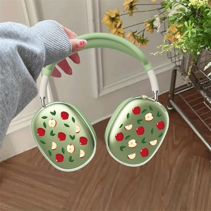 Cute Apple Pattern Clear Case for Airpods Max Headphones Unique Fruit Design Soft TPU Ear Cups Cover Anti-Scratch Silicone Ear Pad Protective Case 53 Headband Cover for Apple Airpods Max - color: Green apple 03