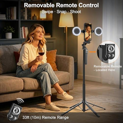 Content Creator Essentials Vlogging Kit for iPhone, Tripod & Wireless Mic | 71" Tripod with light, remote, selfie stick, phone stand. Designed for TikTok, YouTube, video recording
