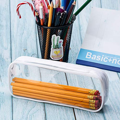 Tatuo 4 Pieces Clear PVC Bags Big Capacity Zipper Pencil Pouch Case Travel Luggage Makeup Cosmetic Bag (White) - color: White