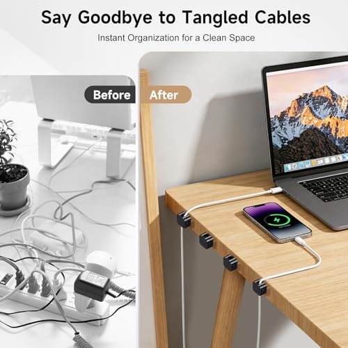 10 Pack Magnetic Cable Clips, Cord Organizer with Strong Adhesive