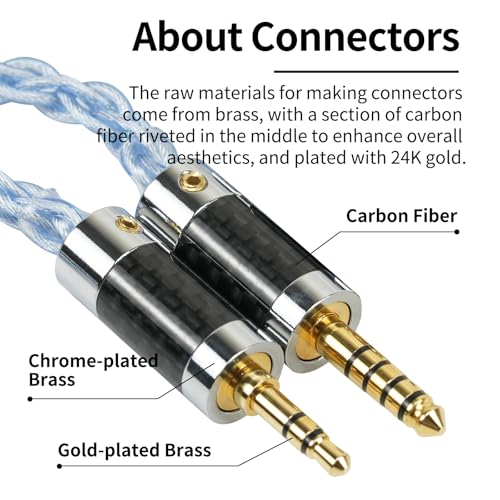 3.5mm Stereo Male to 4.4mm Balanced Female Adapter Cable/Silver-Plated OFC/Brass Gold-Plated Carbon Fiber Plug (3.5mm Male to 2.5mm Female)