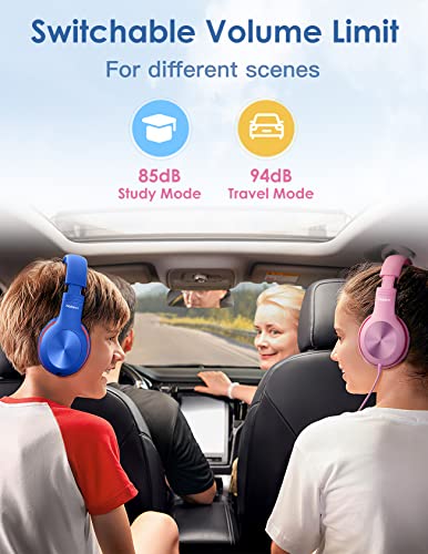 Nabevi Headphones for Kids for School, Kids Headphones with Microphone, Sharing Function, 85dB/94dB Safe Volume Limit, Over Ear Kid Headphone for School, On-line Study, Travel, Glaze Blue - color: Glaze Blue