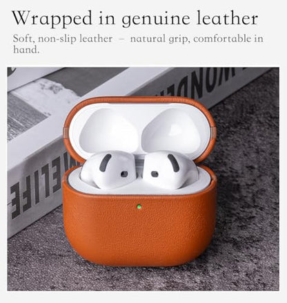 Edge Series - Leather Case for AirPods 4th Generation - Brown | Artisan Hand-Wrapped Case - Top Grain Leather - Microfiber-Lined Scratch Protection - Compatible with Wireless Charging - color: Brown, size: Edge Series