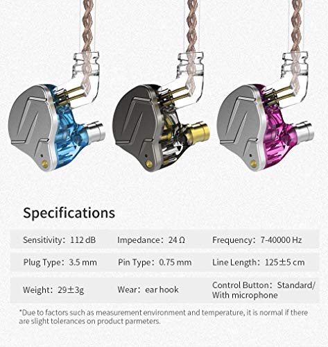 KZ ZSN Pro Dual Drivers 1BA 1DD in Ear Earphones HiFi Power Bass Earbuds Headphones High Clarity Sound Wired Earphones with Detachable Cable for Audiophile Musician - color: ZSN Pro-gray, size: With Mic