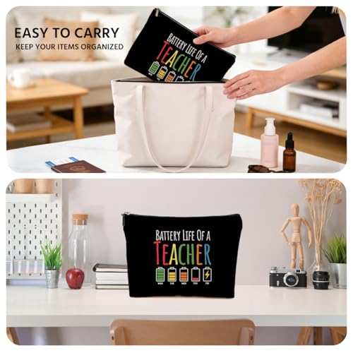 JIUWEIHU Teacher Appreciation Gifts Makeup Bag, Funny Teacher Cosmetic Bags | Travel Organizer Bag Zipper Pouch, Sister Christmas Birthday Teachers Gifts for Women Sister Mom Friend Colleague - color: Multicolor 0055
