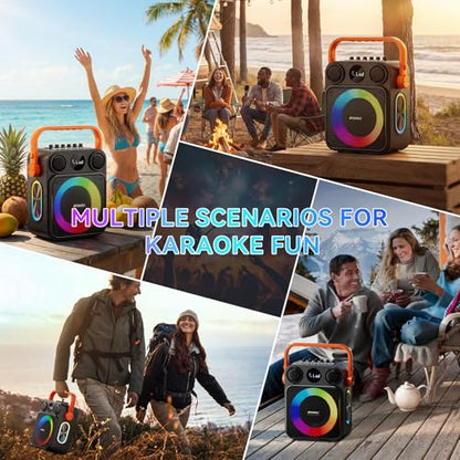 SANSUI D70 Karaoke Machine, Portable Bluetooth 5.1 Speaker with 2 Wireless Mics, PA System with Pitch Correction & Echo for Adults & Kids, Supports TWS/TF/USB/AUX/Live Home Party - size: D70-2 Mic