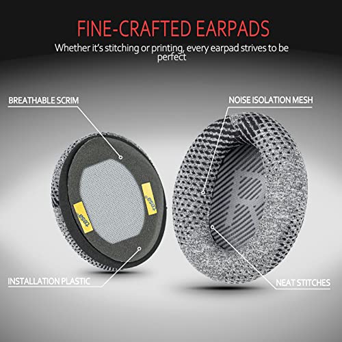 Professional Bose Headphones Ear Pads, Fits Bose QuietComfort 35 ii /QC35 /QC25 /QC2 /QC15 /Ae2 /Ae2i /Ae2w /SoundTrue & SoundLink(Over-Ear), Fabric & Memory Foam, by Krone Kalpasmos– Gray Scrims - color: Grey