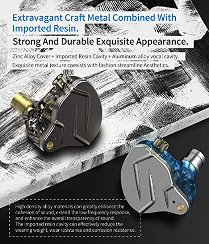 KZ ZSN Pro Dual Drivers 1BA 1DD in Ear Earphones HiFi Power Bass Earbuds Headphones High Clarity Sound Wired Earphones with Detachable Cable for Audiophile Musician - color: ZSN Pro-gray, size: No Mic