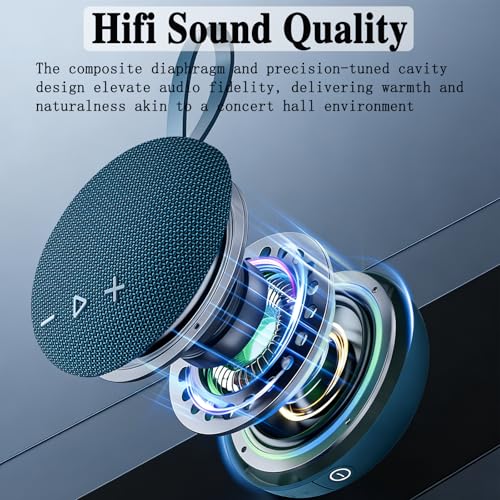 FIVERICH Magnetic Portable Bluetooth Speakers,IPX5 Shower Speaker Bluetooth Waterproof Extra Long Playtime,Support TF Card HiFi Sound Wireless Mini Speaker with BT 5.3 for Home, Beaches,Outdoor-Blue