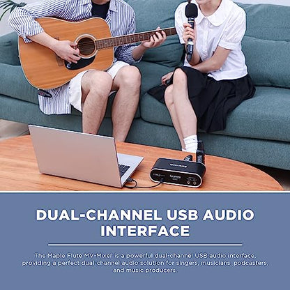 Saramonic MV-Mixer Dual-Channel XLR Audio Interface Mixer for Mac PC Recording Studio Singers Musicians Podcasters Guitar Sound Equipment, Real-Time and Playback Monitoring Music Production Software