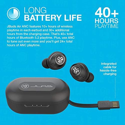 JLab, JBuds Air ANC, True Wireless Earbuds, Active Noise Cancelling Bluetooth Earbuds, Black