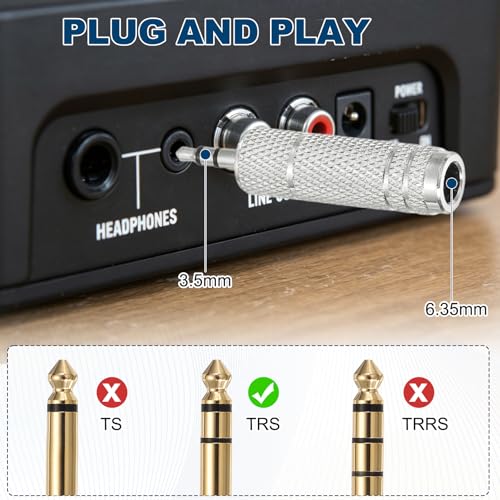 MECCANIXITY 4Pcs TRS 3.5mm Male to 6.35mm Female 1/8" Plug to 1/4" Silver | Stereo Headphone Adapter, Jack, Audio Converter, Nickel Plated, for Guitars Speakers Laptops Signal Conversion - color: Silver