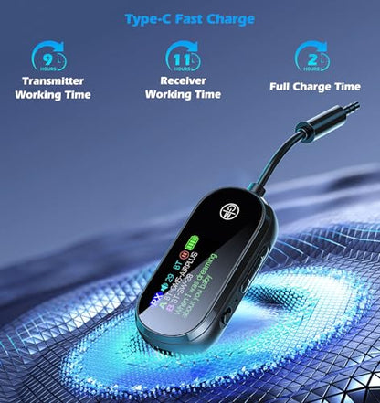 KAIY Bluetooth 5.4 Transmitter Receiver 2-in-1 AUX Adapter | Bluetooth Adapter for TV/Airplane/Car/Speaker, Dual Link for 2 Headphones, Low Latency HD Screen, 3.5mm Bluetooth Dongle - style: Plus