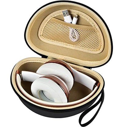 COMECASE Case for Beats Solo 4/Studio Pro Headphones with Mesh Pocket | Water-Resistant Hard Shell, Wrist Strap for Easy Carrying, Travel Storage, Fits Solo 2/3, Solo Pro and Studio3, Black+Khaki - color: Black+Khaki Inside
