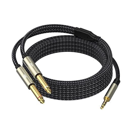 3.5mm Stereo Cable, Audio Cord, 10FT, 1/8 TRS to Dual 1/4 TS Mono, Y Splitter Cord Adapter Compatible with iPhone, PC, CD, Speaker, Home StereoSystem - size: 10 FT - 1pcak, style: 3.5mm (1/8") TRS to Dual 6.35mm (1/4") TS Mono