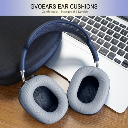 Ear Cushions Replacement for Apple AirPods Max 1 & 2- Cups Headphones Pads | Upgraded Earpads Covers Sweatproof Protein Leather Silicone Foam for Workout & Gym (Light Blue) - color: Light Blue