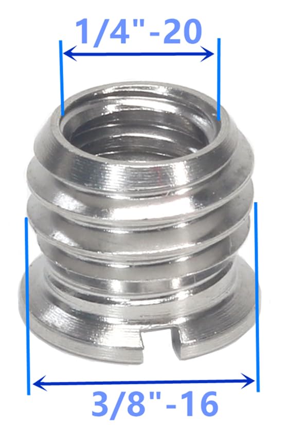 Stainless Steel 1/4"-20 Female to 3/8"-16 Male Convert Screw Adapter (4pcs, 8mm) - color: 4pcs, size: 8mm