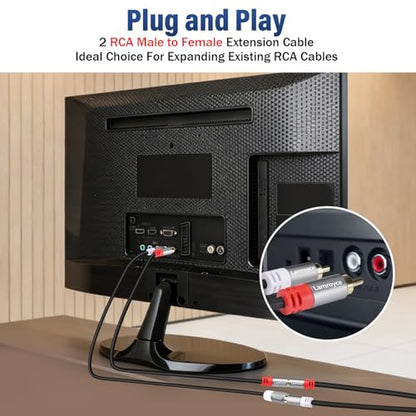 2 RCA Extension Cable 5 Feet, Dual 2RCA Male to 2 RCA Female Stereo Audio Video Subwoofer Car Audio Extender Cable Heavy Duty Connector Adapter for Home Theater, Hi-Fi System, Amplifier, Speaker - style: 5 Feet