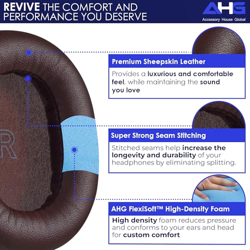 AHG Accessory House Global Upgraded Replacement Beoplay h95 Ear Pads Cushions Compatible with Bang & Olufsen Beoplay H95 Headphones (Brown). Sheepskin Leather/High-Density Foam/Strong Magnet - color: Brown
