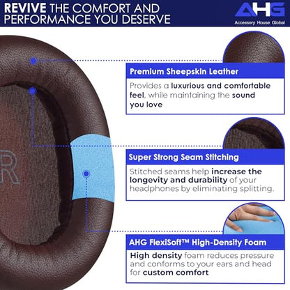 AHG Accessory House Global Upgraded Replacement Beoplay h95 Ear Pads Cushions Compatible with Bang & Olufsen Beoplay H95 Headphones (Brown). Sheepskin Leather/High-Density Foam/Strong Magnet - color: Brown