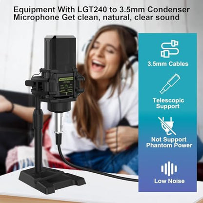F998 Podcast Equipment Bundle, Audio Interface & BM888 Recording Studio Microphone, Professional Live Sound Card w/Dj Mixer Effects & Voice Changer for Live Streaming Gaming YouTube TikTok(Black)