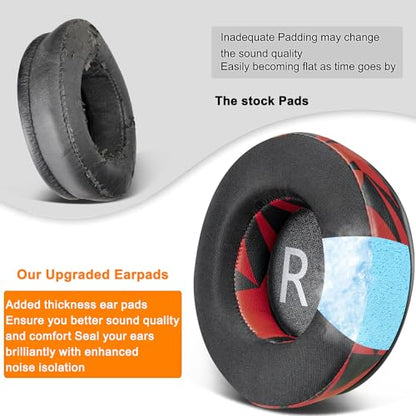 SOULWIT Earpads Replacement for Plantronics (Poly) Rig 400(400Pro HC, 400HS, 400HX, 400HA), 500(500E, 500HD, 500HX, 500HS)/505(505HS)/515(515HD) Headset - Rig CG Red Storm