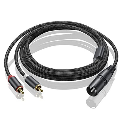 (3FT) Dual RCA to XLR Male Y Splitter Patch Cable, Unbalanced 2 RCA/Phono Plug to 1 XLR Splitter Duplicator Lead Y-Cable Adapter - size: 3 ft